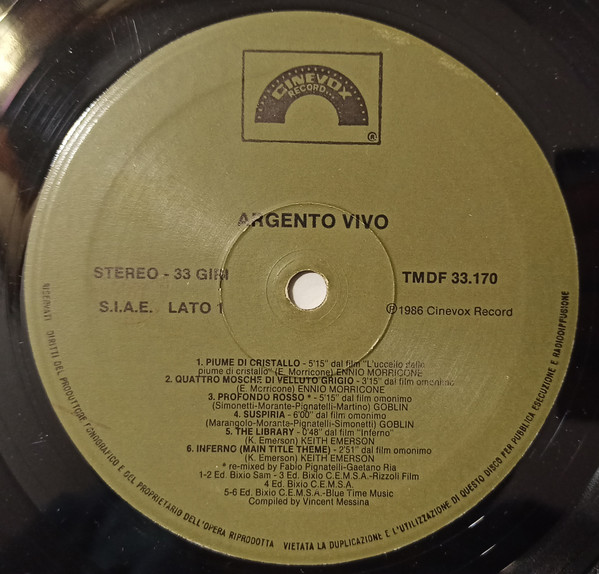 Various - Argento Vivo | Cinevox Record (TMDF 33.170) - 3