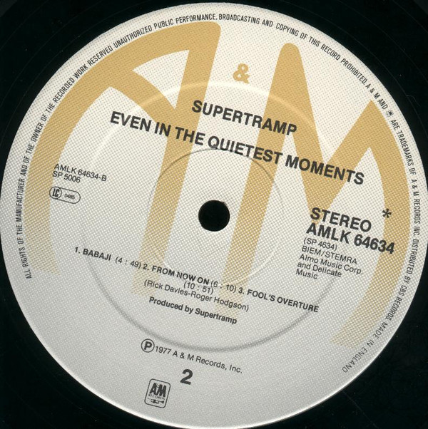 Supertramp - Even In The Quietest Moments... | A&M Records (AMLK 64634) - 3 Supertramp - Even In The Quietest Moments... | A&M Records (AMLK 64634) - 3