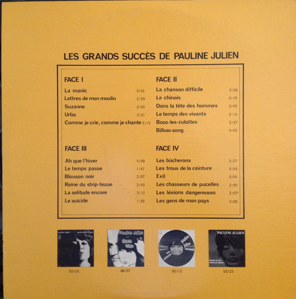 Pauline Julien - Les Grands Succès De Pauline Julien | Gamma (G-2-1001) - 4