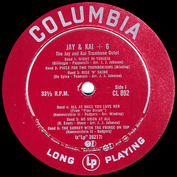 J.J. Johnson & Kai Winding - Jay & Kai + 6: The Jay And Kai Trombone Octet | Columbia (CL 892) - 3 J.J. Johnson & Kai Winding - Jay & Kai + 6: The Jay And Kai Trombone Octet | Columbia (CL 892) - 3