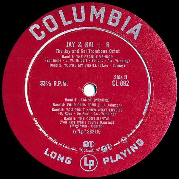 J.J. Johnson & Kai Winding - Jay & Kai + 6: The Jay And Kai Trombone Octet | Columbia (CL 892) - 4 J.J. Johnson & Kai Winding - Jay & Kai + 6: The Jay And Kai Trombone Octet | Columbia (CL 892) - 4