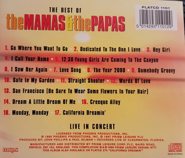 The Mamas & The Papas - The Best Of The Mamas & The Papas | Prism Leisure (PLATCD 1101) - 2