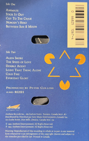 Rush - Counterparts [Cassette] | Anthem (ANT-1067) - 2