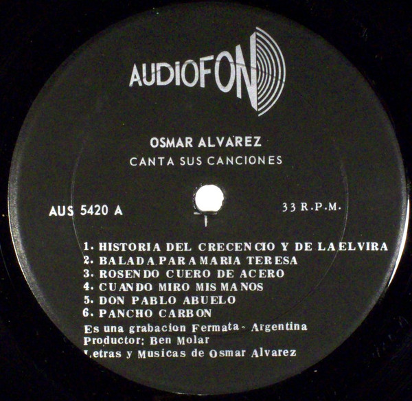 Osmar Alvarez - Canta Sus Canciones | Audiofon (AUS 5420) - 3 Osmar Alvarez - Canta Sus Canciones | Audiofon (AUS 5420) - 3