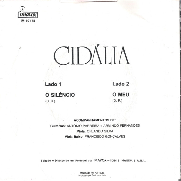 Cidália Moreira - O Silêncio / O Meu | Imavox (IM-10 178) - 2