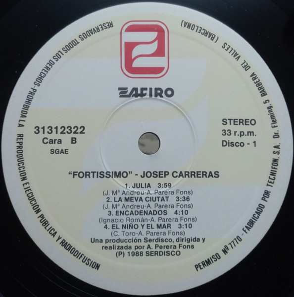 José Carreras - Fortissimo | Zafiro (31 31 2322) - 4
