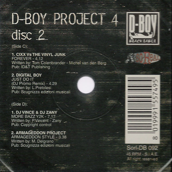 Various - D-Boy Project 4 - 2001% Hardcore | D-Boy Black Label (Sorl-DB 092) - 4 Various - D-Boy Project 4 - 2001% Hardcore | D-Boy Black Label (Sorl-DB 092) - 4