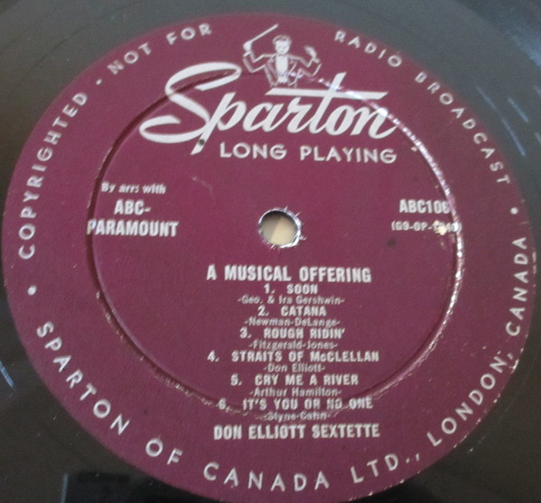 Don Elliott Sextet - A Musical Offering | Sparton (ABC106) - 3