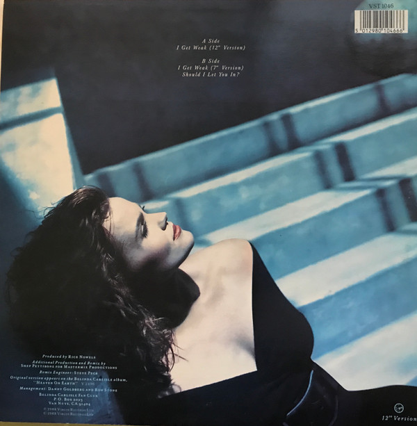 Belinda Carlisle - I Get Weak | Virgin (VST 1046) - main Belinda Carlisle - I Get Weak | Virgin (VST 1046) - main