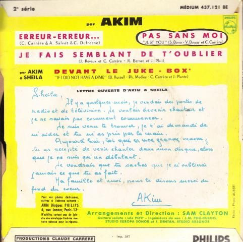 Akim & Sheila - Devant Le Juke Box | Philips (437 121 BE) - 2