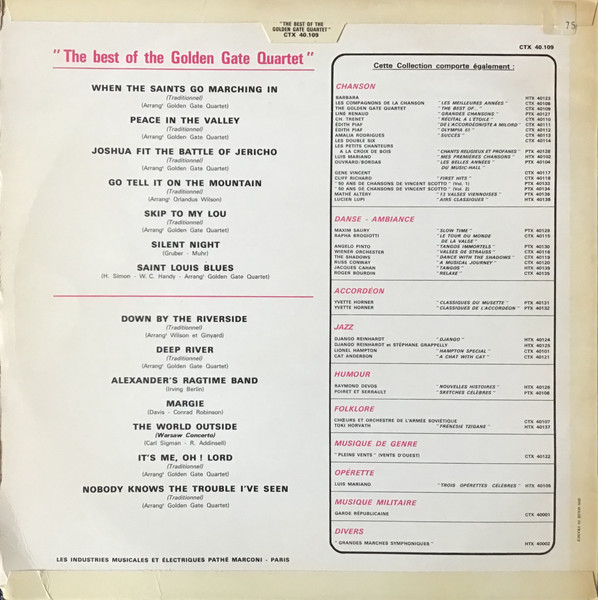 The Golden Gate Quartet - The Best Of The Golden Gate Quartet | Columbia (CTX 40 109) - 2 The Golden Gate Quartet - The Best Of The Golden Gate Quartet | Columbia (CTX 40 109) - 2