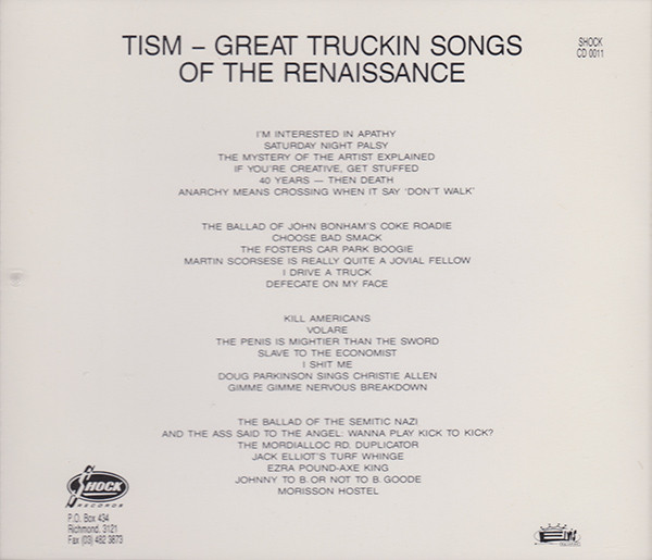 TISM - Great Truckin' Songs Of The Renaissance CD | Shock (SHOCK CD 0011) - 2 TISM - Great Truckin' Songs Of The Renaissance CD | Shock (SHOCK CD 0011) - 2