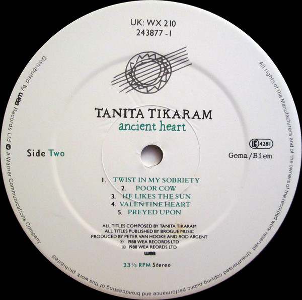 Tanita Tikaram - Ancient Heart | WEA (WX 210) - 4 Tanita Tikaram - Ancient Heart | WEA (WX 210) - 4