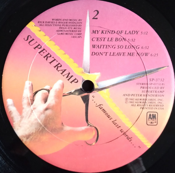 Supertramp - "...Famous Last Words..." | A&M Records (SP-3732) - 4