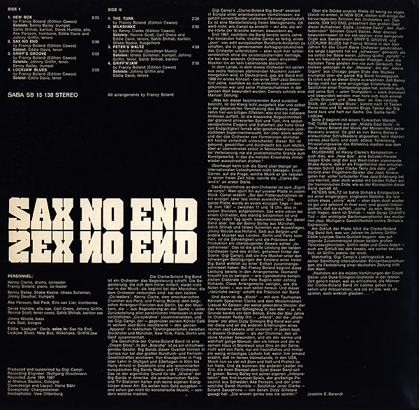 Clarke-Boland Big Band - Sax No End | SABA (SB 15 138 ST) - 2 Clarke-Boland Big Band - Sax No End | SABA (SB 15 138 ST) - 2