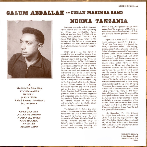 Salim Abdullah And Cuban Marimba Band - Ngoma Tanzania | Domino Sound (Domino Sound 042) - 2 Salim Abdullah And Cuban Marimba Band - Ngoma Tanzania | Domino Sound (Domino Sound 042) - 2