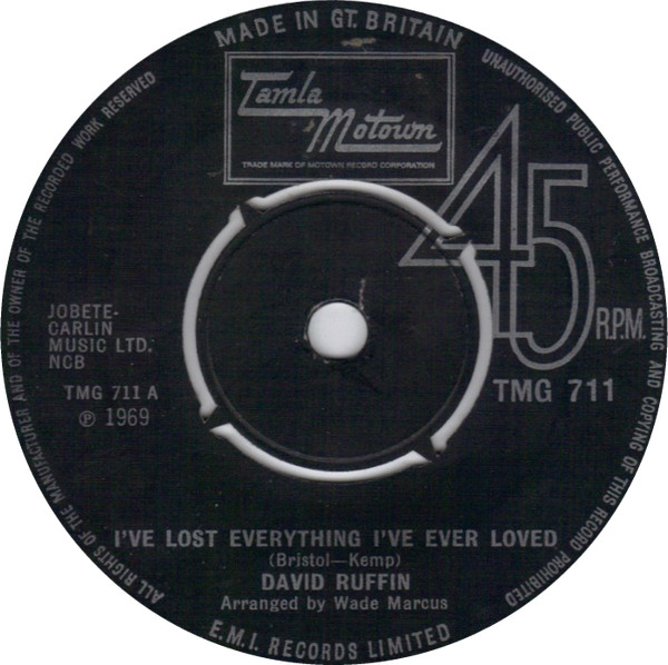 David Ruffin - I've Lost Everything I've Ever Loved | Tamla Motown (TMG 711) - main