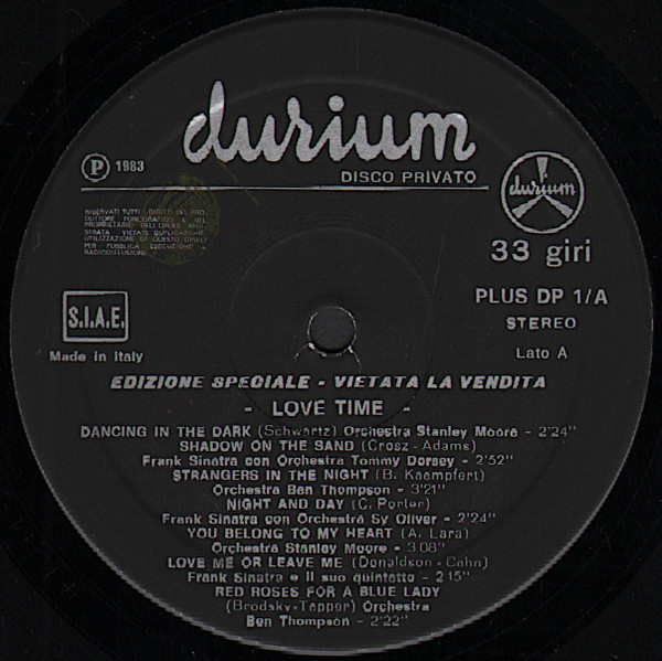 Frank Sinatra - Lovetime - Visconti Di Modrone (Frank Sinatra E Le Più Famose Orchestre Del Mondo Eseguono I Più Noti Temi D'Amore) | Durium (PLUS DP 1) - 3
