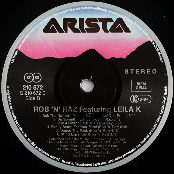 Rob 'N' Raz Feat. Leila K - Rob 'N' Raz Featuring Leila K | Arista (210 672) - 3