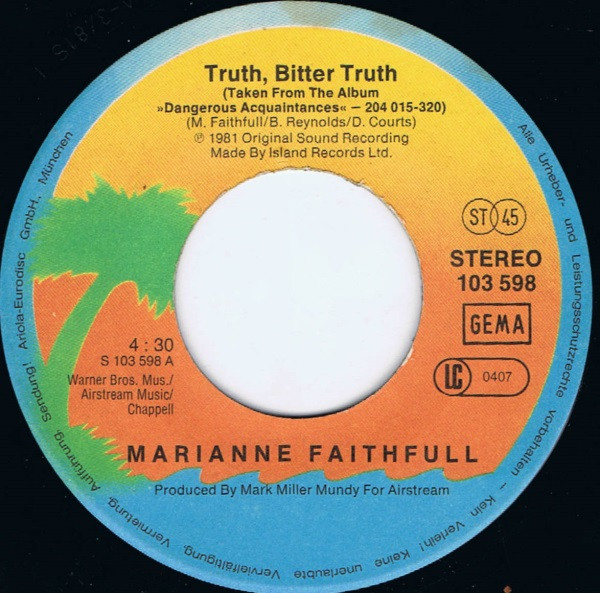 Marianne Faithfull - Truth, Bitter Truth | Island Records (103 598) - 3