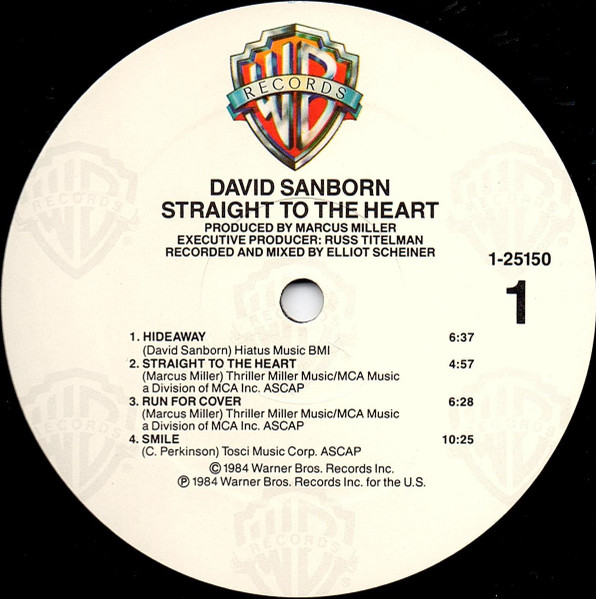 David Sanborn - Straight To The Heart | Warner Bros. Records (9 25150-1) - 3