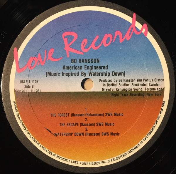 Bo Hansson - American Engineered (Music Inspired By Watership Down) | Love Records (USLP-1-1102) - 3
