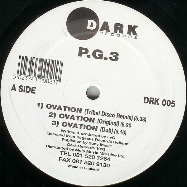 P.G.3 - Ovation / Big Band | Dark Records (DRK 005) - main P.G.3 - Ovation / Big Band | Dark Records (DRK 005) - main