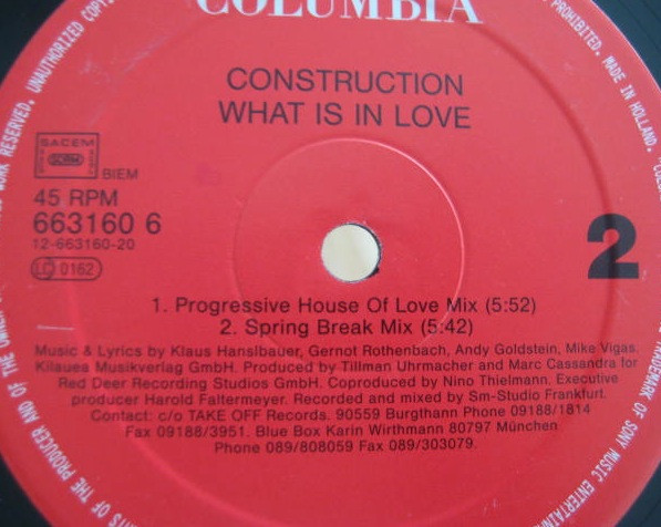 Construction - What Is In Love | Columbia (COL 663160 6) - 2
