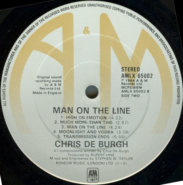 Chris de Burgh - Man On The Line | A&M Records (AMLX 65002) - 4