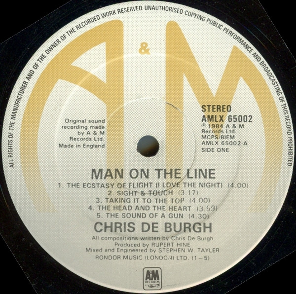 Chris de Burgh - Man On The Line | A&M Records (AMLX 65002) - 3