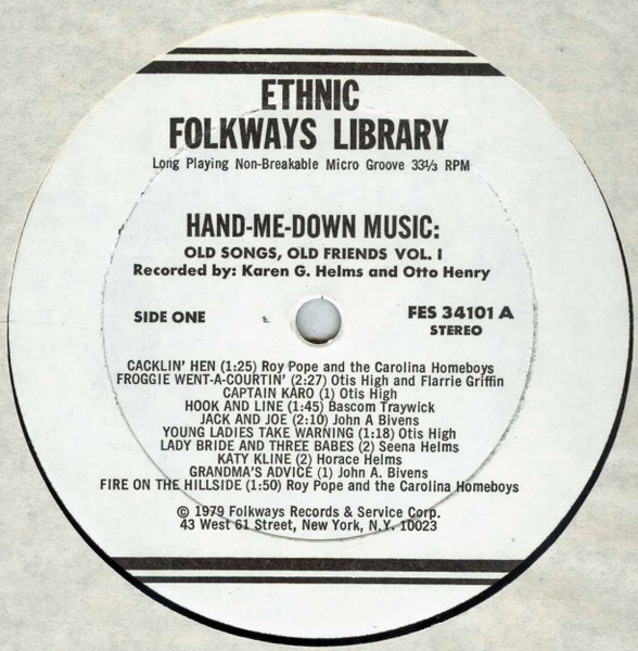 Various - Hand-Me-Down Music: Old Songs, Old Friends: 1 | Folkways Records (FES 34151) - 3