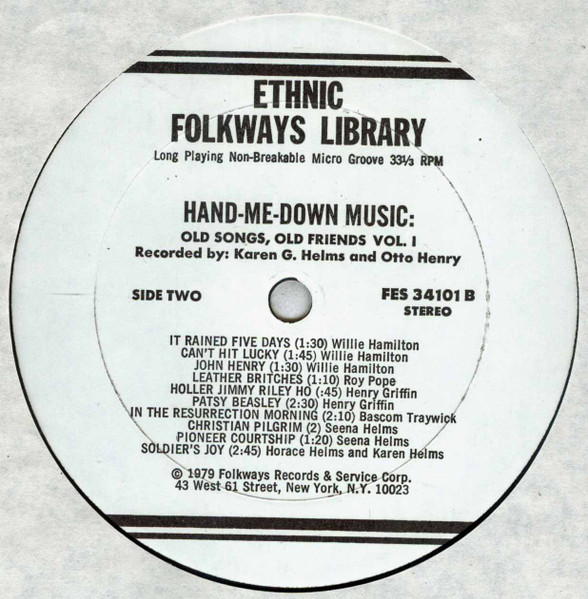 Various - Hand-Me-Down Music: Old Songs, Old Friends: 1 | Folkways Records (FES 34151) - 4