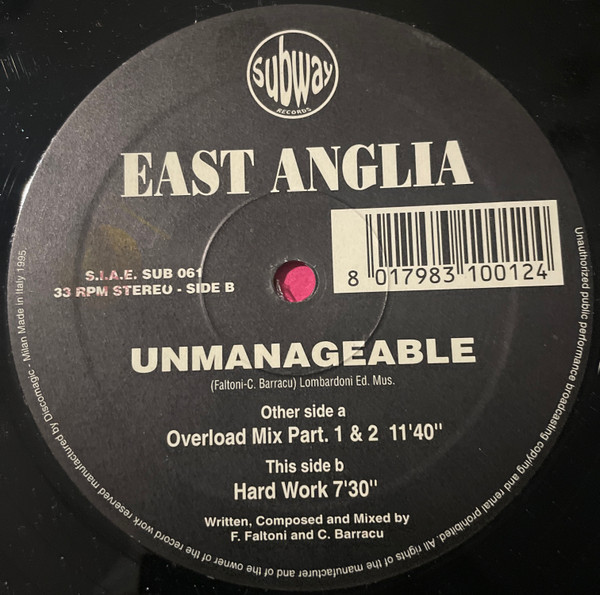 East Anglia - Unmanageable | Subway Records (SUB 061) - 3
