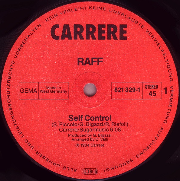 RAF - Self Control | Carrere (821 329-1) - 3