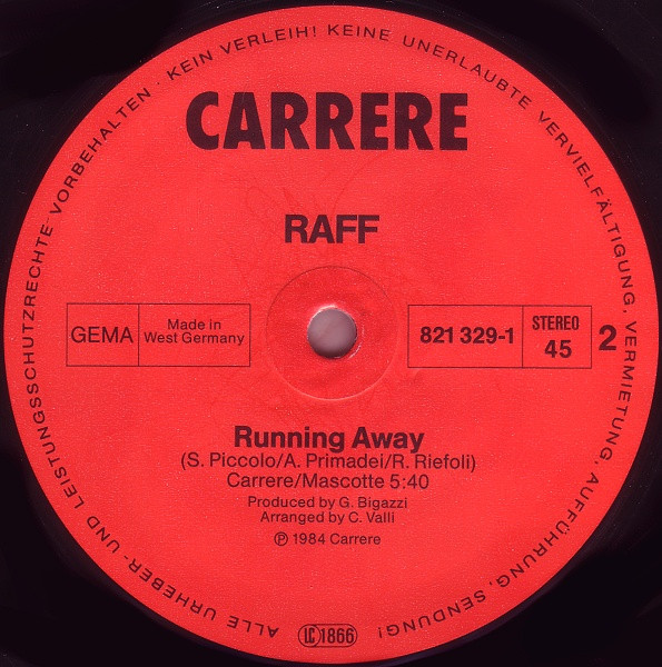 RAF - Self Control | Carrere (821 329-1) - 4