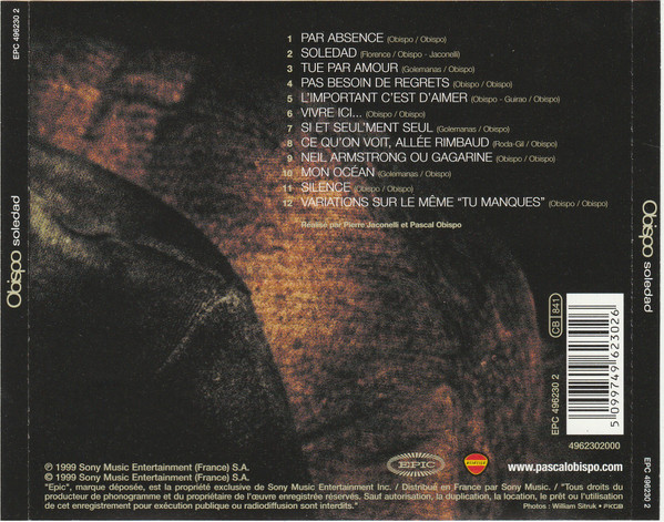 Pascal Obispo - Soledad | Epic (EPC 496230 2) - 2