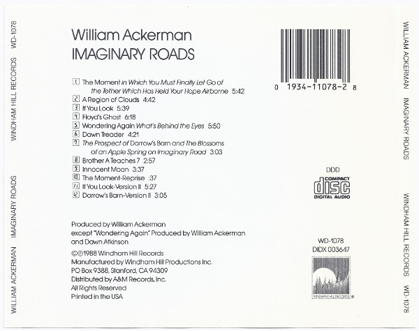 William Ackerman - Imaginary Roads | Windham Hill Records (WD-1078) - 2 William Ackerman - Imaginary Roads | Windham Hill Records (WD-1078) - 2