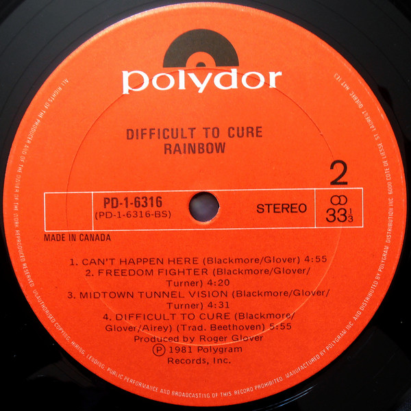 Rainbow - Difficult To Cure | Polydor (PD-1-6316) - 4