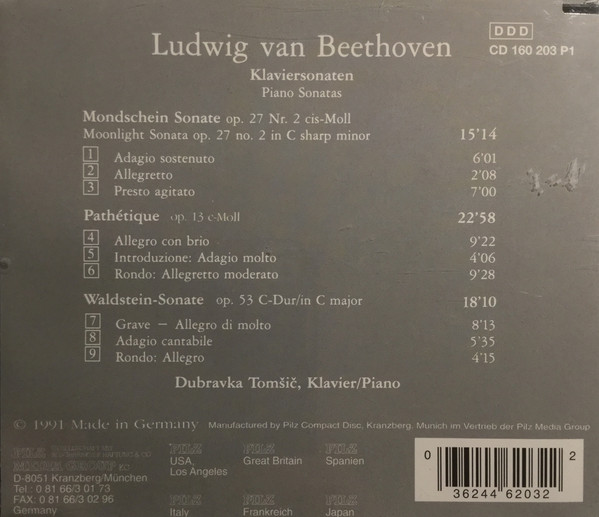 Ludwig van Beethoven - Berühmte Klavier-Sonaten | Pilz (CD 160 203 P1) - 2