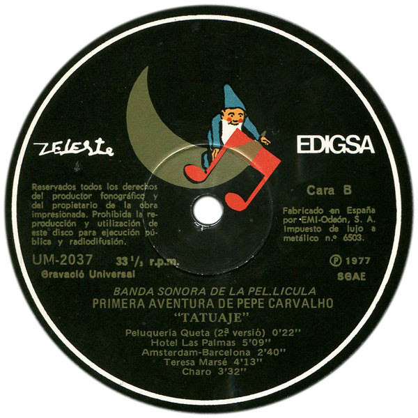 Música Urbana / Blay Tritono / La Rondalla de la Costa - Banda Sonora De La Pel.licula: Primera Aventura De Pepe Carvalho "Tatuaje" | Edigsa (UM 2037) - 4