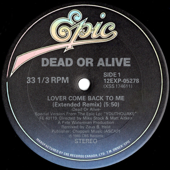 Dead Or Alive - Lover Come Back To Me (12") [Vinyl] | Epic (12EXP-05278) - 3