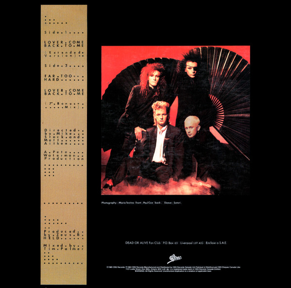 Dead Or Alive - Lover Come Back To Me (12") [Vinyl] | Epic (12EXP-05278) - 2