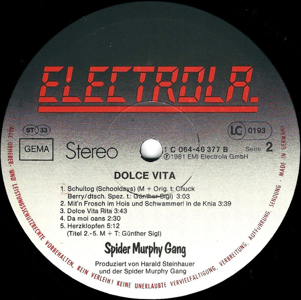 Spider Murphy Gang - Dolce Vita | Electrola (1C 064-46 377) - 3 Spider Murphy Gang - Dolce Vita | Electrola (1C 064-46 377) - 3