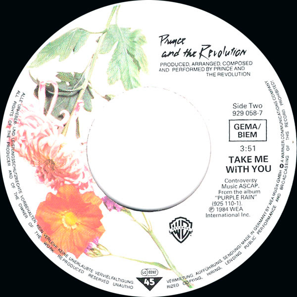 Prince And The Revolution - Let's Go Crazy / Take Me With U | Warner Bros. Records (929 058-7) - 4