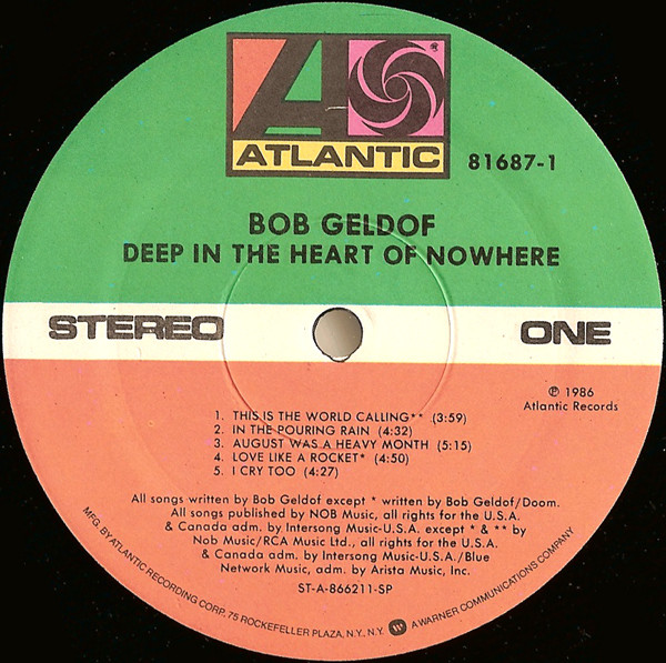 Bob Geldof - Deep In The Heart Of Nowhere | Atlantic (81687-1) - 3