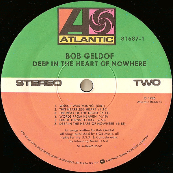Bob Geldof - Deep In The Heart Of Nowhere | Atlantic (81687-1) - 4