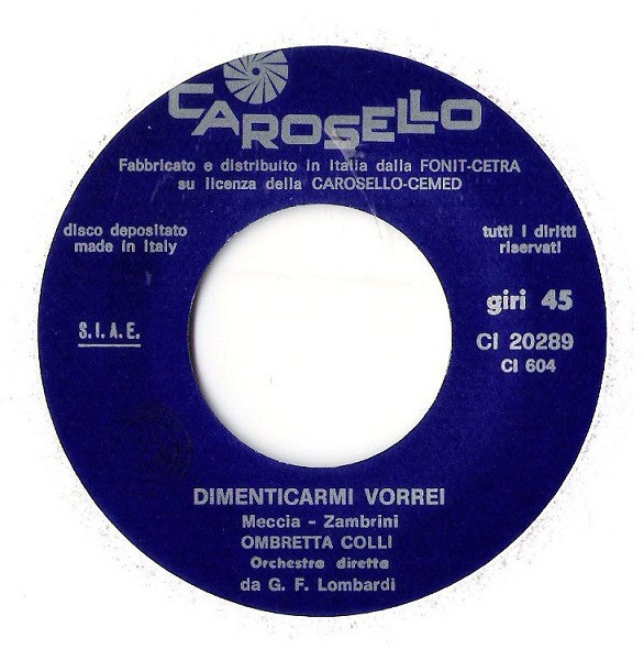 Ombretta Colli - Lu Primmo Ammore / Dimenticarmi Vorrei | Carosello (CI 20289) - 4