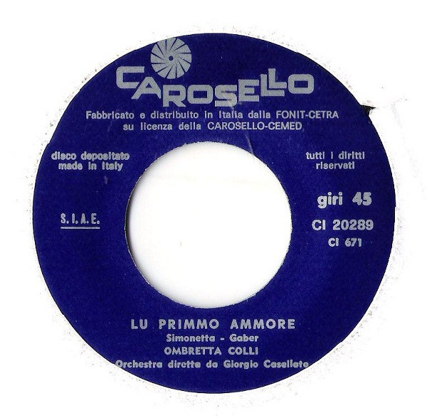 Ombretta Colli - Lu Primmo Ammore / Dimenticarmi Vorrei | Carosello (CI 20289) - 3