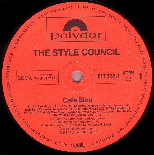 The Style Council - Café Bleu | Polydor (817 535-1) - 3