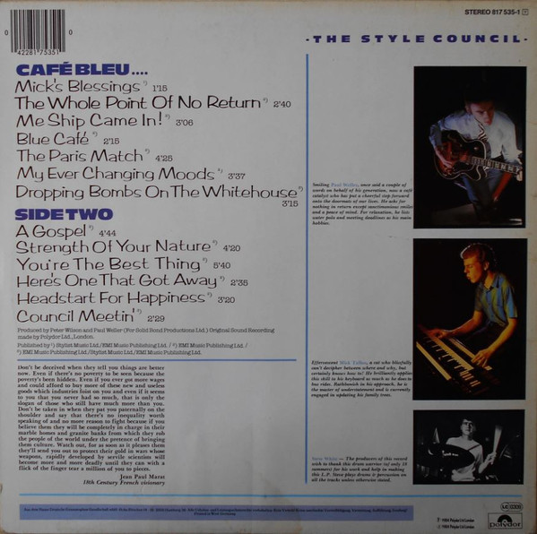 The Style Council - Café Bleu | Polydor (817 535-1) - 2